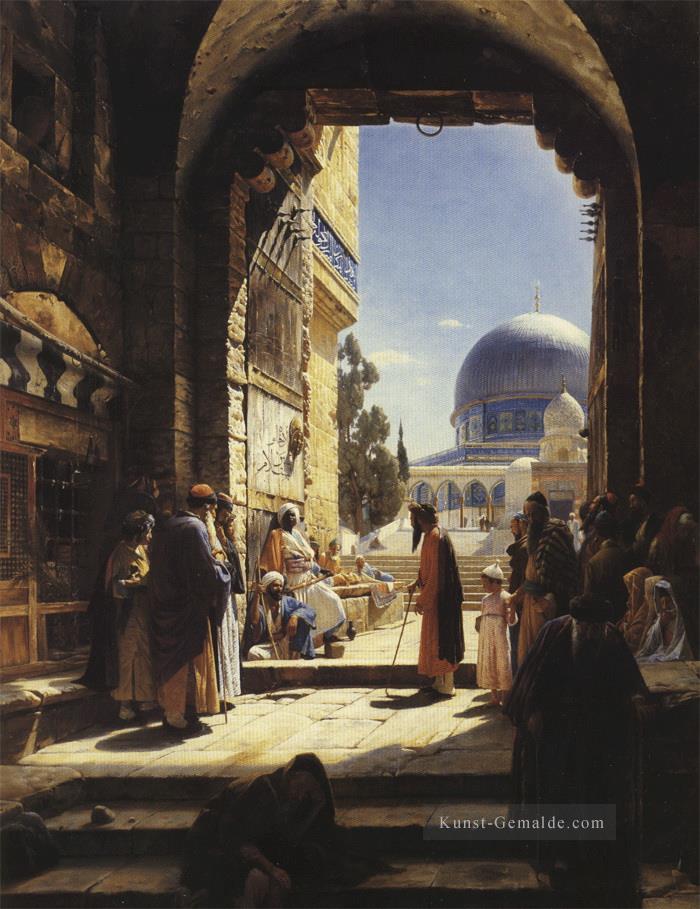 Am Eingang zum Tempelberg Jerusalem Gustav Bauernfeind Orientalist Ölgemälde